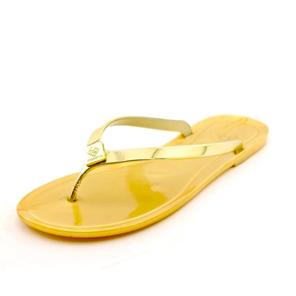 BCBGeneration Stylish Gold Flip-Flops Women’s Size 7